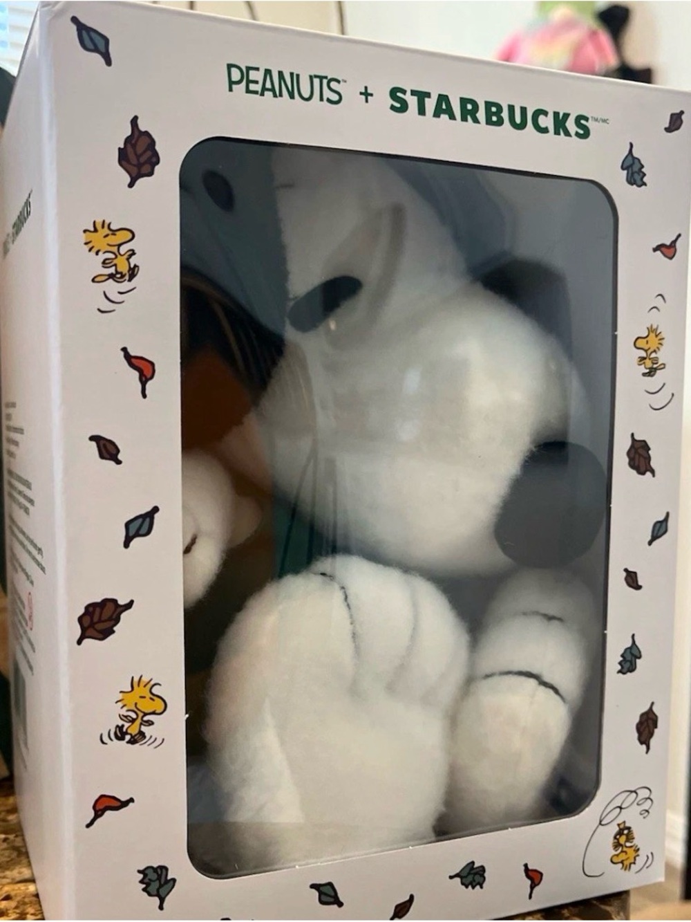Starbucks White & Black Snoopy Plush Peanuts Collectible